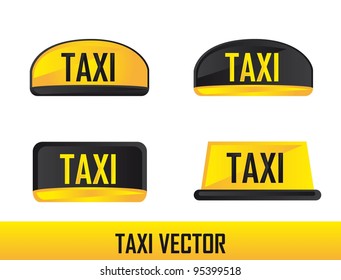 four taxi sign isolated over white background. vector