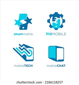 Four Technology logo design with mobile phone concept