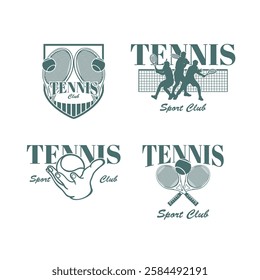 Four tennis logo images can be used to design t-shirts or other merchandise and can be edited and changed the color