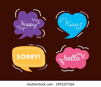 four text balloons set icons