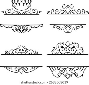 four text border elements with unique engraving	
