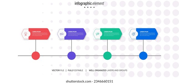 Cuatro elementos infográficos de cuadro de texto. Plantilla de negocio para presentación. Concepto vectorial con 4 opciones o pasos.