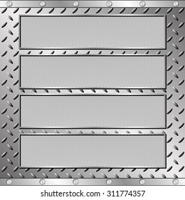 four textured plaques on steel sheet