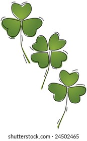 Four and Three leaf clovers, simple shapes