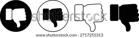 Four Thumbs Down Symbols in Black and White outline