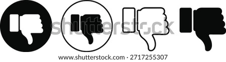 Four Thumbs Down Symbols in Different Styles and Colors