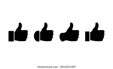 Four thumbs up icons aligned horizontally on transparent background