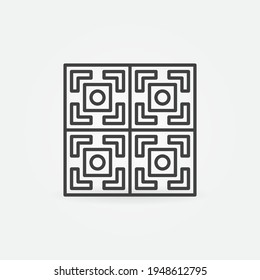 Vier Tiles mit geometrischem Design, Vektorsymbol für dünnes Linienkonzept oder Design-Element