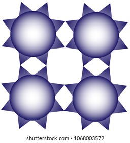 Four times the shape of a ball protruding from the triangle wings
