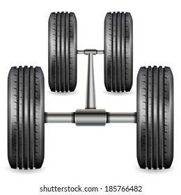 Four Tires, vector isolated on white background