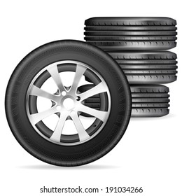 Four Tires, vector isolated on white background