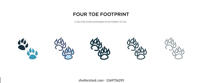 four toe footprint icon in different style vector illustration. two colored and black four toe footprint vector icons designed in filled, outline, line and stroke style can be used for web, mobile,