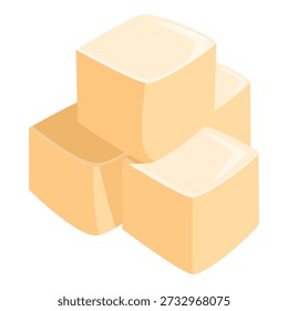 Four tofu cubes stacked forming a pyramid, promoting healthy eating and vegetarianism