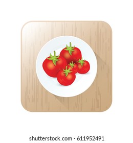 four tomato icon vector on button
