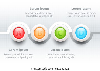 Four topics Colorful 3D circle on timeline for website presentation cover poster vector design infographic illustration concept