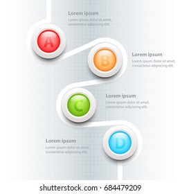 Four topics Colorful 3D circle on white sequence line for website presentation cover poster vector design infographic illustration concept