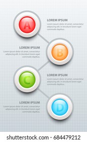 Four topics Colorful 3D circle on sequence for website presentation cover poster vector design infographic illustration concept