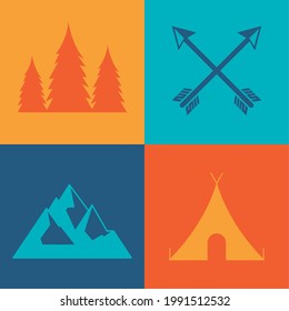four travel awesome set emblems