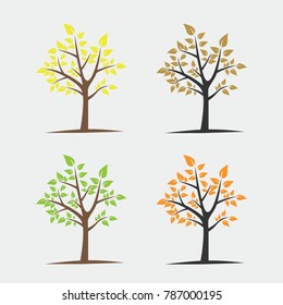 Four Tree Season Vector Illustration