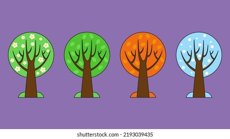 Four trees and seasons, illustration