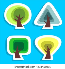 Four trees set isolated on a white background.