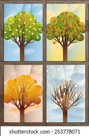 four trees as symbols of the four seasons