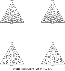 Jogo de quebra- cabeça de Caminhos Complexos de Quatro e Triângulos Começa a Terminar Caminhos