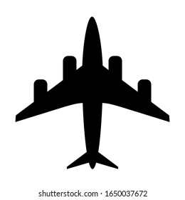 Four turbine airplane icon isolated on a white background. Flat, vector illustration.