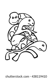 Four Turtle. Cartoon style,