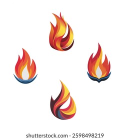 Four type fire flames set