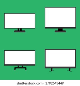 Four type of monitor screen on green background