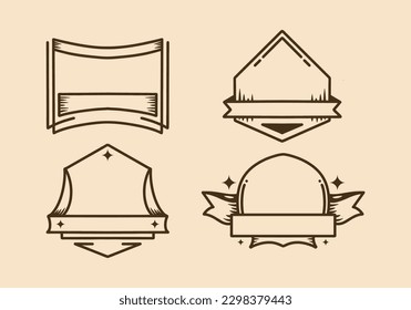 Four type mono line of vintage style badge design