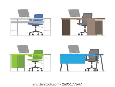 quatro tipos de mesas de escritório pequenas para elementos de design de negócios plano de fundo