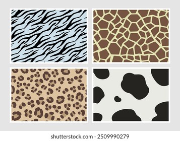 Four types of animal print cards.