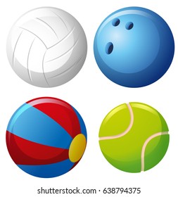 Cuatro tipos de ilustración de bolas