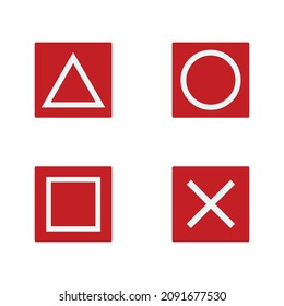 four types of buttons in the game, square, circular, triangle and x