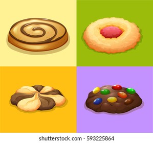 Four types of cookies illustration
