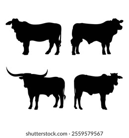 
four types of cow silhouettes