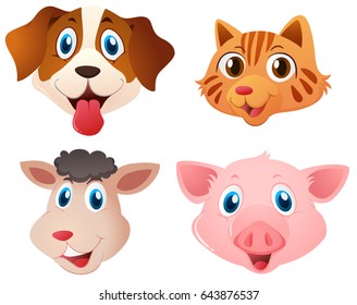 Cuatro tipos de tierna ilustración de animales