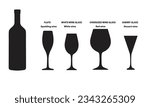 Four types of different wine glasses in which you can drink different types of wine