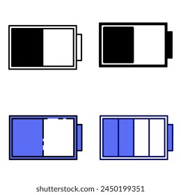 four types of fifty five percent battery icons