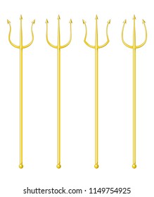 Four types of golden colored trident set.
