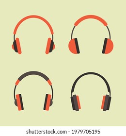 Four types of headphone vector with editable design.  Several headphone options.