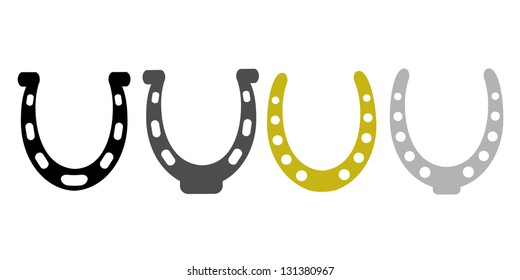 four types of horseshoe silhouettes isolated on the white background vector set