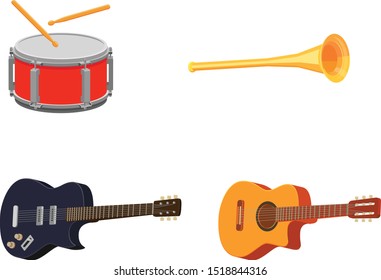 Four types of musical instruments vector