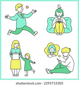 Four Types of People Scenes.