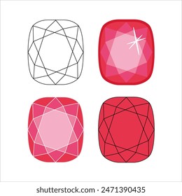 Four Types of Pink Gemstone Drawings