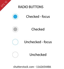 Four types of radio buttons. Flat modern desigh. EPS 10 vector.
