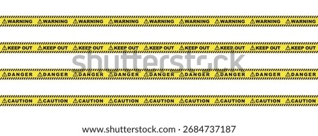 Four types of regulatory lines　Caution　No Entry　Danger　Warning Vector illustration.eps