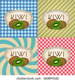 four types of retro textured labels for kiwi products eps10